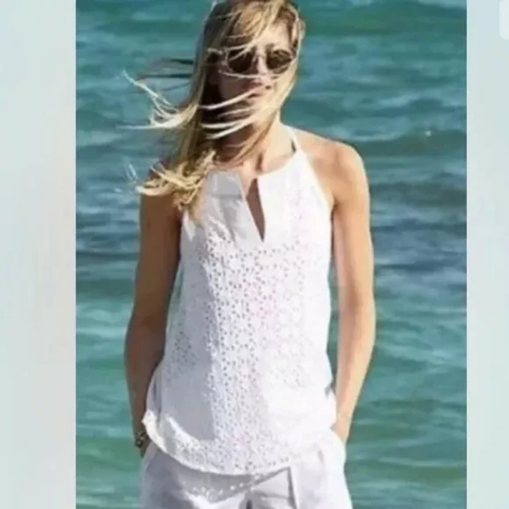 Athleta Eyelet Dunes Tassel Tank white XXS
